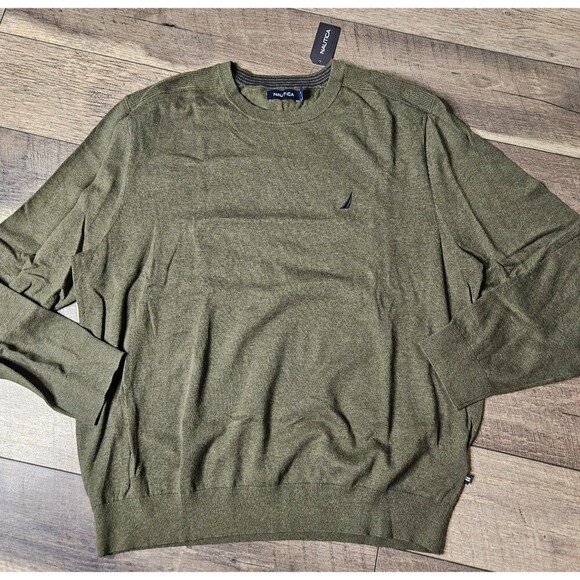 2 for $20 Nautica (NEW) Olive Green Crewneck Sweater Size XL - Picture 1 of 3